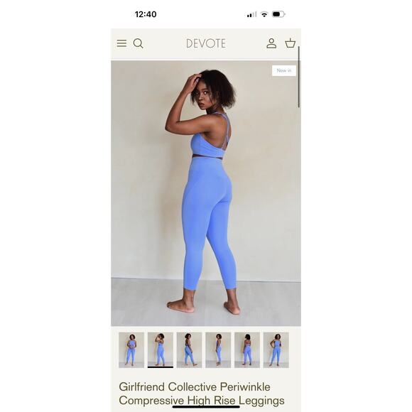 Girlfriend Collective Womens 6X Tight Legging Periwinkle Blue Crop Compression - Picture 4 of 10